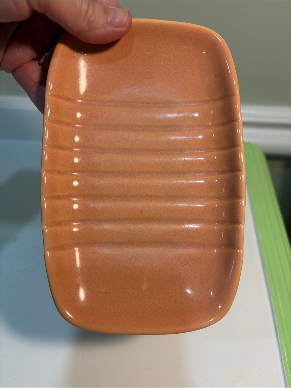 Vintage Franciscan Ware Coronado Satin Coral Butter Dish Trinket Soap Dish USA